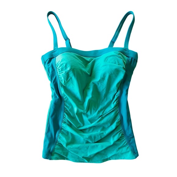 Lands' End Other - Lands End Tummy Control Ruched Tankini Swim Top Size 2 Teal EUC